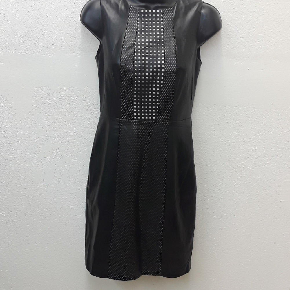 Black faux leather dress by Vince Camuto Size 2P